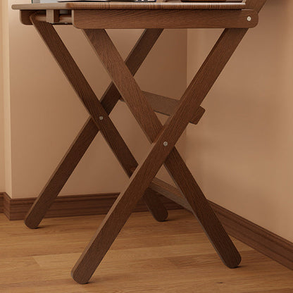 Modern Minimalist Solid Wood X-Shaped Rectangular Foldable End Table For Bedroom & Living Room