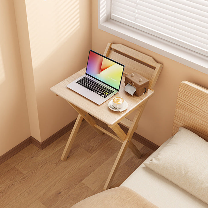 Modern Minimalist Solid Wood X-Shaped Rectangular Foldable End Table For Bedroom & Living Room