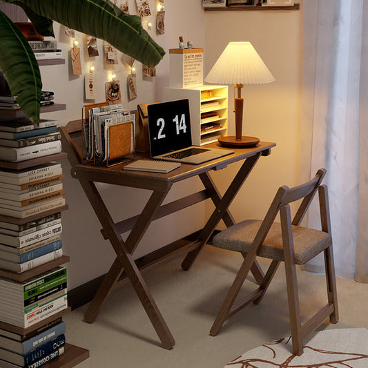 Modern Minimalist Solid Wood X-Shaped Rectangular Foldable End Table For Bedroom & Living Room