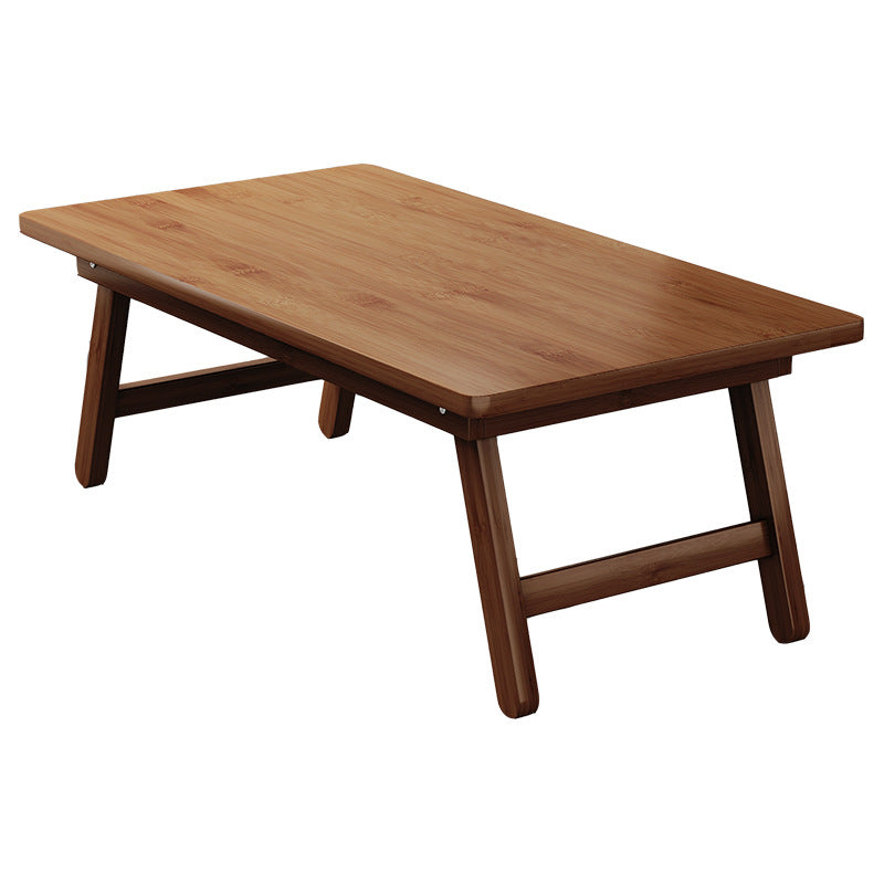 Traditional Japanese Natural Bamboo Rectangular Foldable End Table 1- Tier For Bedroom & Living Room