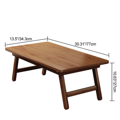 Traditional Japanese Natural Bamboo Rectangular Foldable End Table 1- Tier For Bedroom & Living Room
