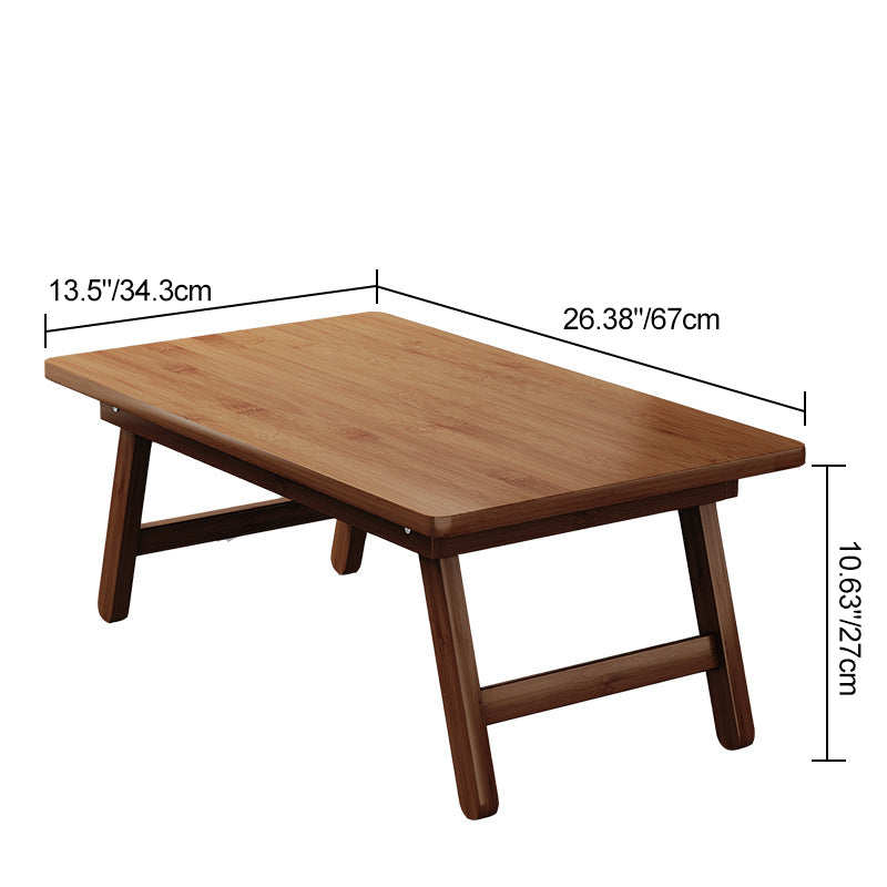 Traditional Japanese Natural Bamboo Rectangular Foldable End Table 1- Tier For Bedroom & Living Room