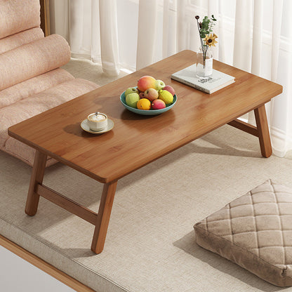 Traditional Japanese Natural Bamboo Rectangular Foldable End Table 1- Tier For Bedroom & Living Room