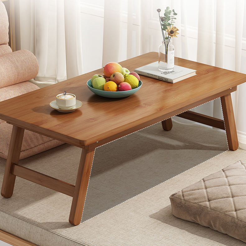 Traditional Japanese Natural Bamboo Rectangular Foldable End Table 1- Tier For Bedroom & Living Room
