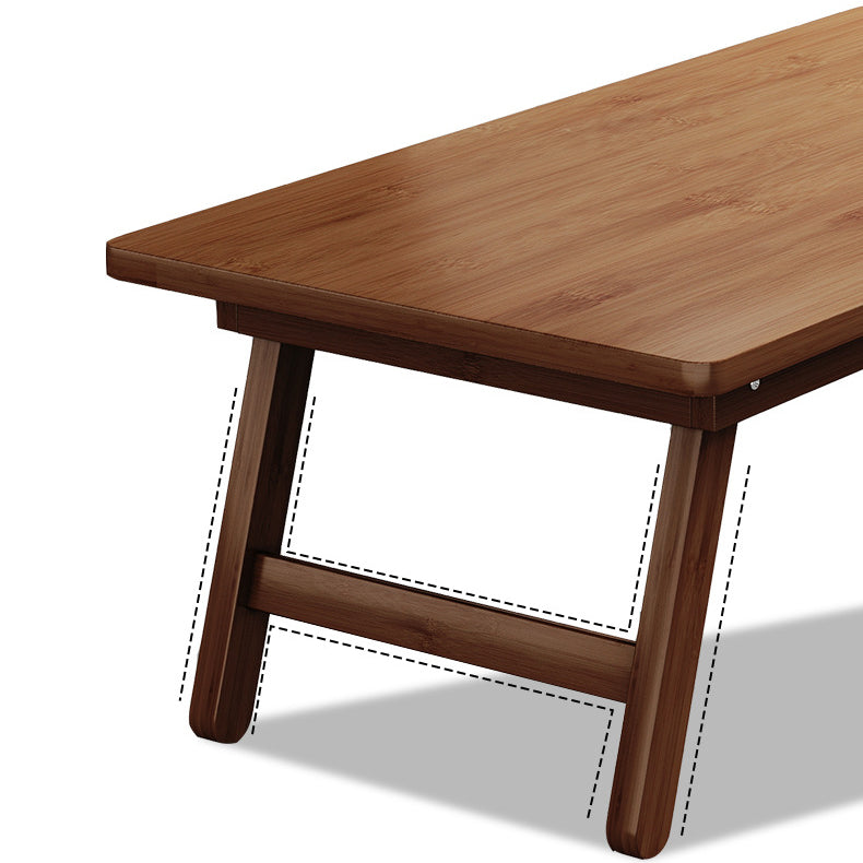 Traditional Japanese Natural Bamboo Rectangular Foldable End Table 1- Tier For Bedroom & Living Room