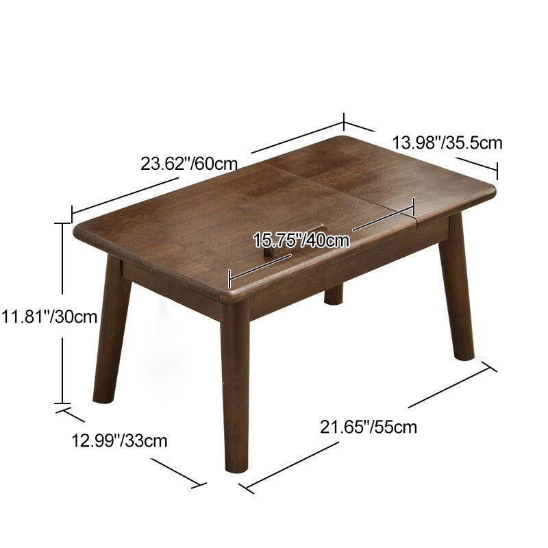 Traditional Japanese Solid Wood Rectangular End Table 1-Tier For Bedroom & Living Room