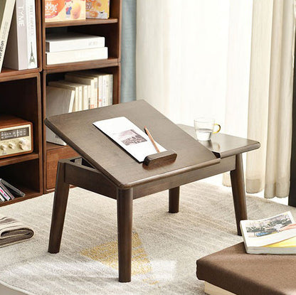 Traditional Japanese Solid Wood Rectangular End Table 1-Tier For Bedroom & Living Room