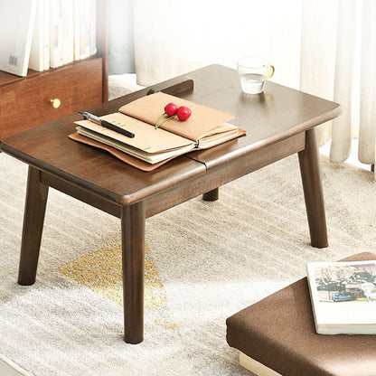 Traditional Japanese Solid Wood Rectangular End Table 1-Tier For Bedroom & Living Room