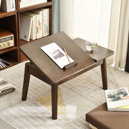 Traditional Japanese Solid Wood Rectangular End Table 1-Tier For Bedroom & Living Room