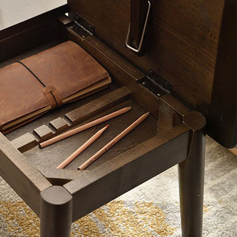 Traditional Japanese Solid Wood Rectangular End Table 1-Tier For Bedroom & Living Room