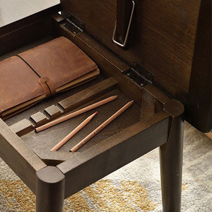 Traditional Japanese Solid Wood Rectangular End Table 1-Tier For Bedroom & Living Room