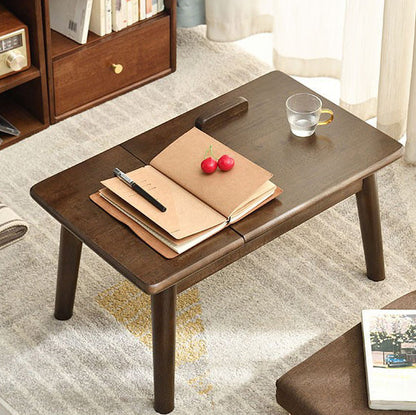 Traditional Japanese Solid Wood Rectangular End Table 1-Tier For Bedroom & Living Room