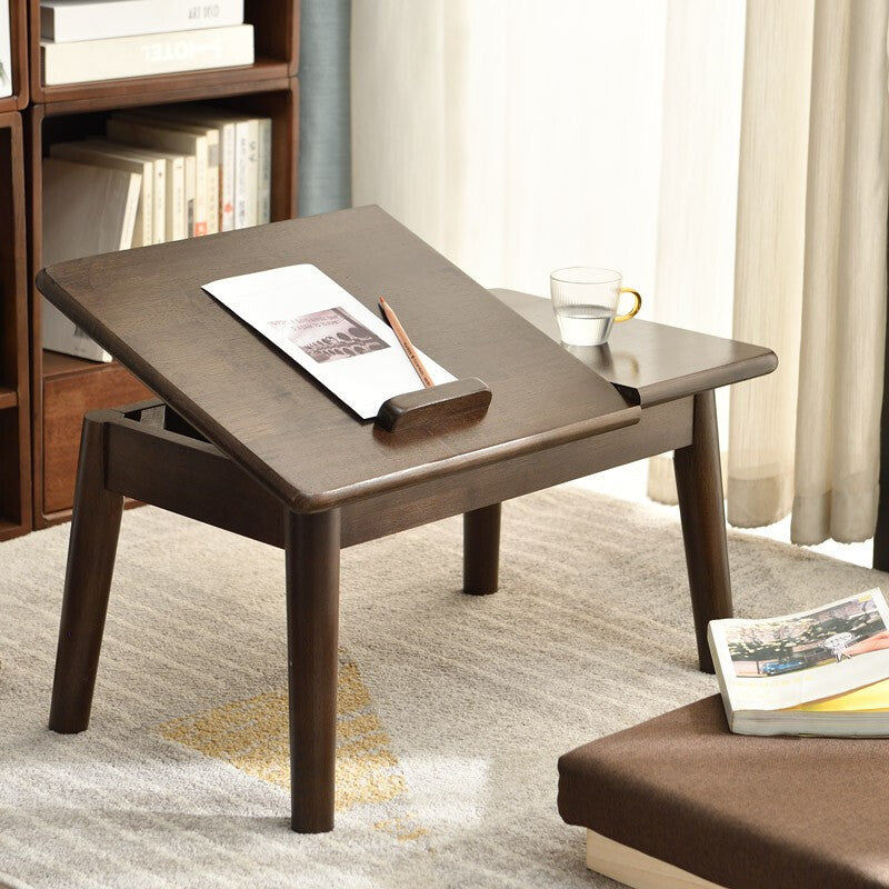 Traditional Japanese Solid Wood Rectangular End Table 1-Tier For Bedroom & Living Room