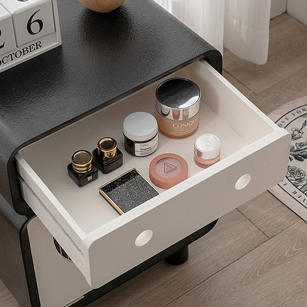Contemporary Creative Medium-Density Fiberboard Robot-Shaped Rounded Square Nightstand With 2 Drawers For Bedroom
