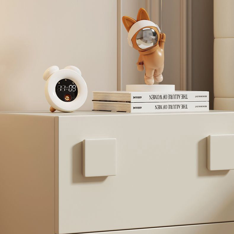 Modern Minimalist Solid Wood Square Nightstand With 2 Drawers For Bedroom