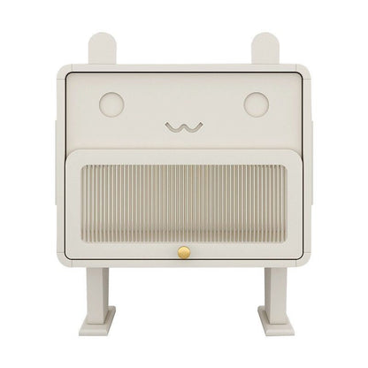 Contemporary Creative Medium-Density Fiberboard Metal Glass Bunny-Shaped Nightstand With 1 Drawer For Bedroom