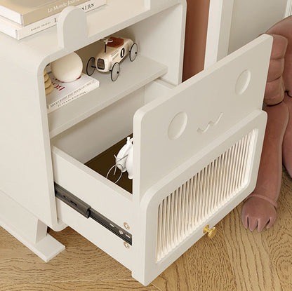 Contemporary Creative Medium-Density Fiberboard Metal Glass Bunny-Shaped Nightstand With 1 Drawer For Bedroom
