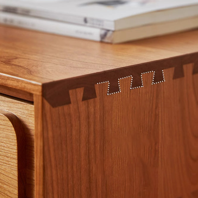 Modern Minimalist Cherry Wood Metal Robot-Shaped Nightstand With 2 Drawers For Bedroom