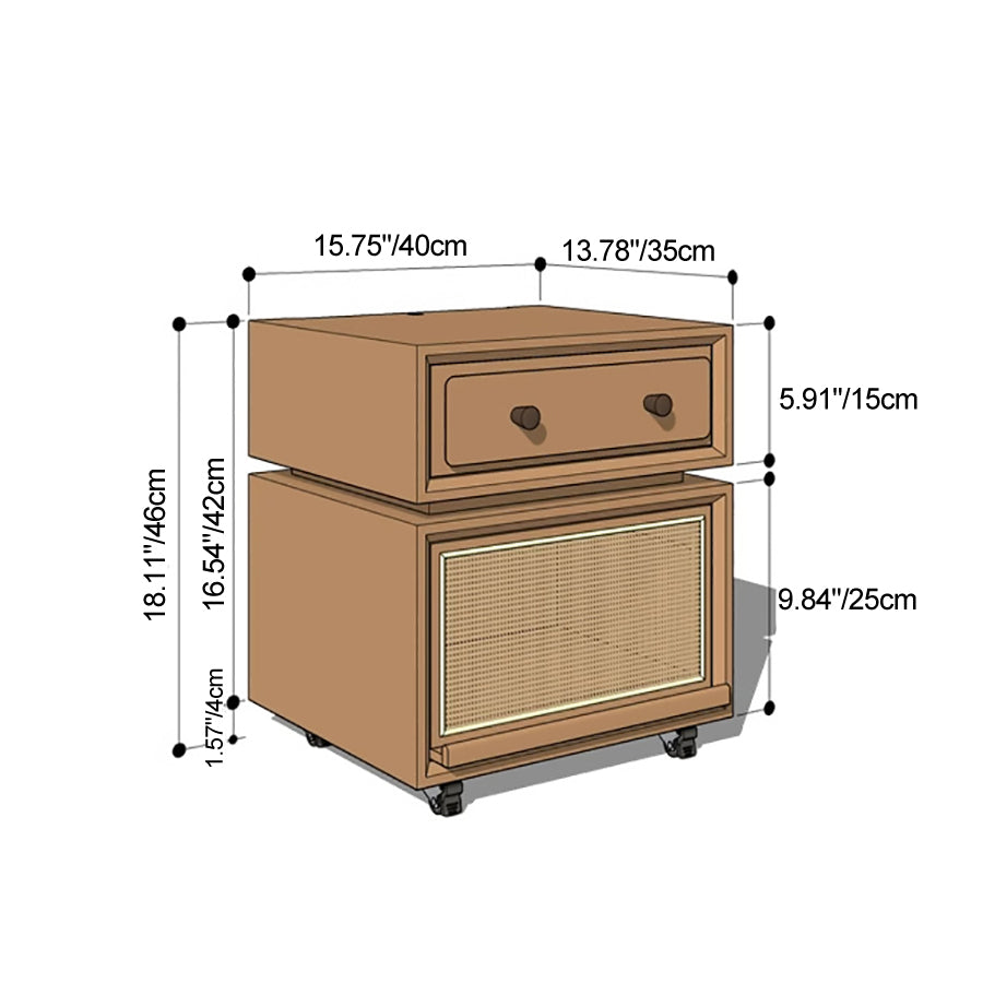 Modern Minimalist Cherry Wood Metal Robot-Shaped Nightstand With 2 Drawers For Bedroom