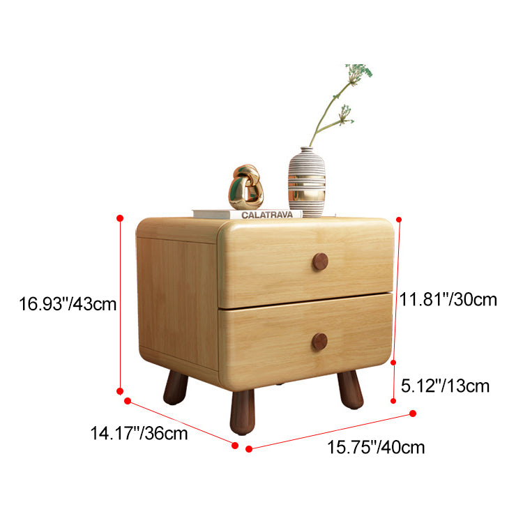 Contemporary Creative Solid Wood Rounded Cylinder Nightstand With 1/2 Drawers For Bedroom