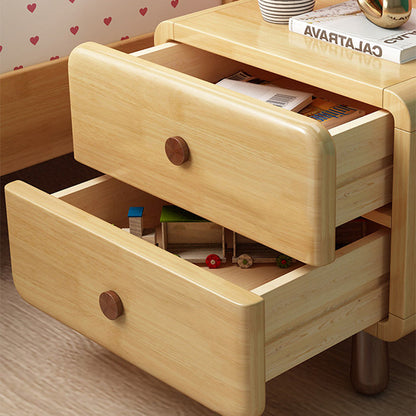 Contemporary Creative Solid Wood Rounded Cylinder Nightstand With 1/2 Drawers For Bedroom
