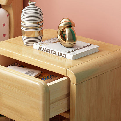 Contemporary Creative Solid Wood Rounded Cylinder Nightstand With 1/2 Drawers For Bedroom
