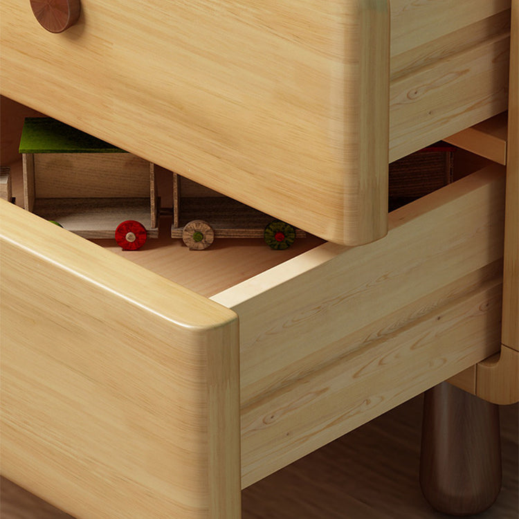 Contemporary Creative Solid Wood Rounded Cylinder Nightstand With 1/2 Drawers For Bedroom