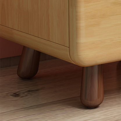 Contemporary Creative Solid Wood Rounded Cylinder Nightstand With 1/2 Drawers For Bedroom
