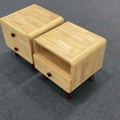 Contemporary Creative Solid Wood Rounded Cylinder Nightstand With 1/2 Drawers For Bedroom