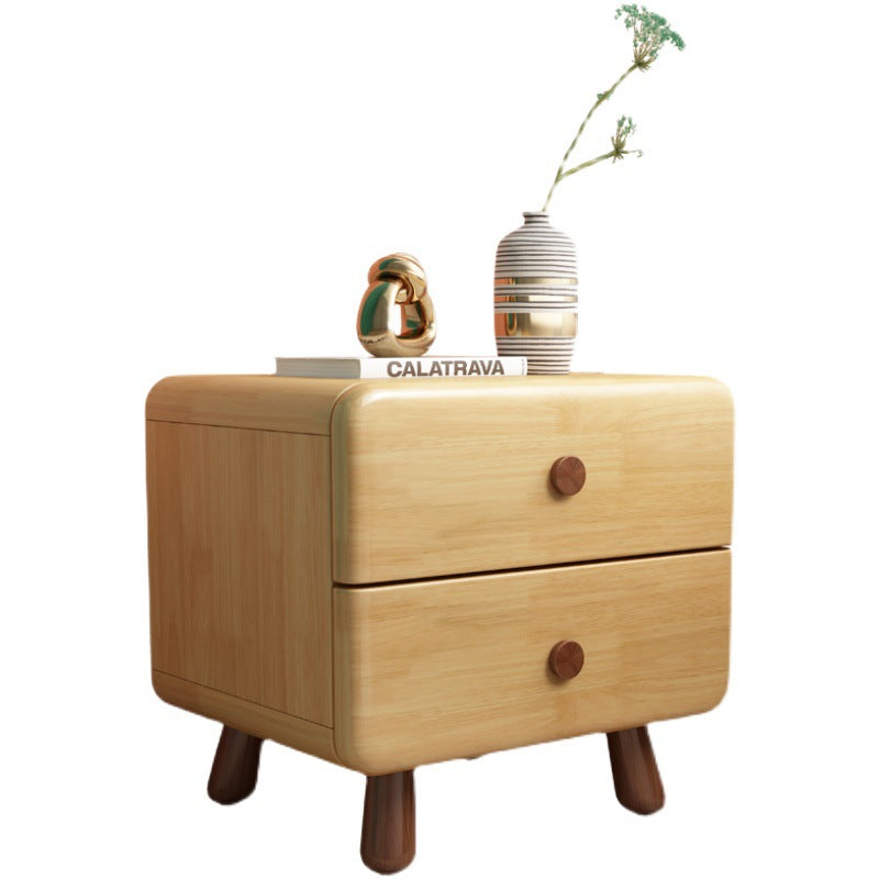 Contemporary Creative Solid Wood Rounded Cylinder Nightstand With 1/2 Drawers For Bedroom