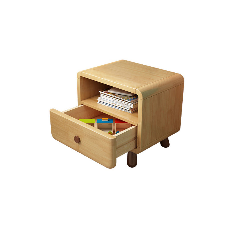 Contemporary Creative Solid Wood Rounded Cylinder Nightstand With 1/2 Drawers For Bedroom