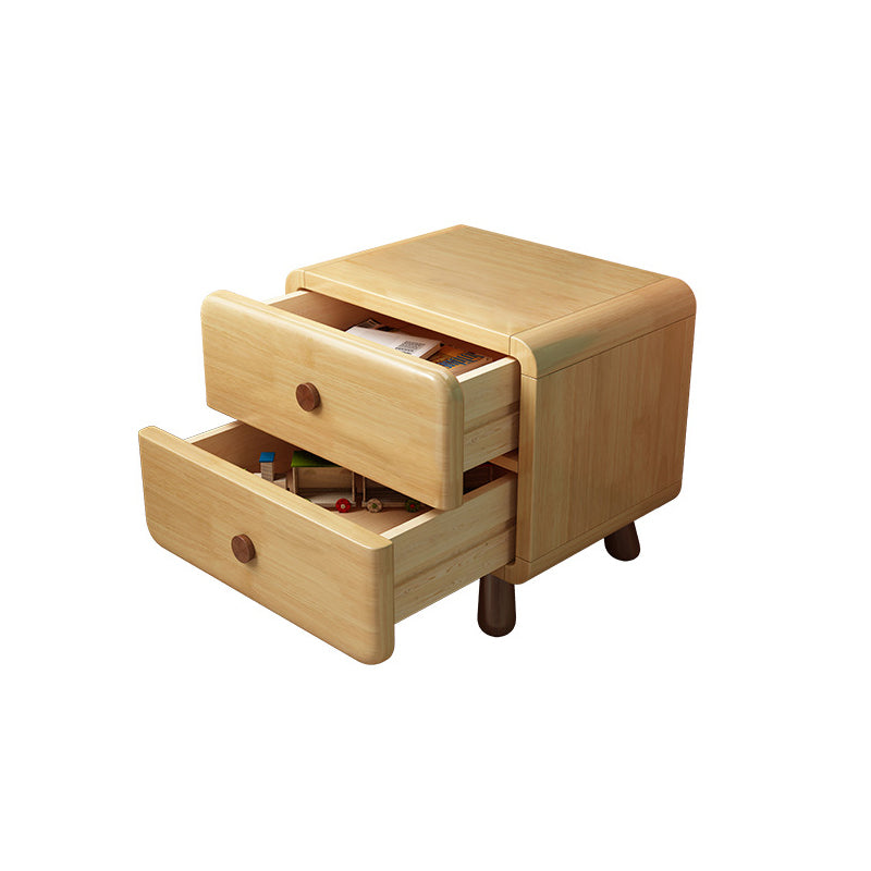 Contemporary Creative Solid Wood Rounded Cylinder Nightstand With 1/2 Drawers For Bedroom