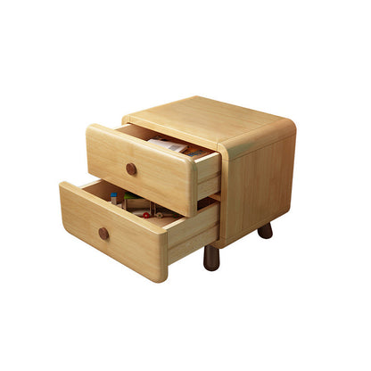Contemporary Creative Solid Wood Rounded Cylinder Nightstand With 1/2 Drawers For Bedroom