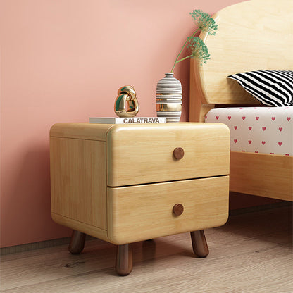 Contemporary Creative Solid Wood Rounded Cylinder Nightstand With 1/2 Drawers For Bedroom