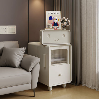 Contemporary Creative Solid Wood & Metal Oval Robot Side Table With 2 Drawers For Living Room & Bedroom