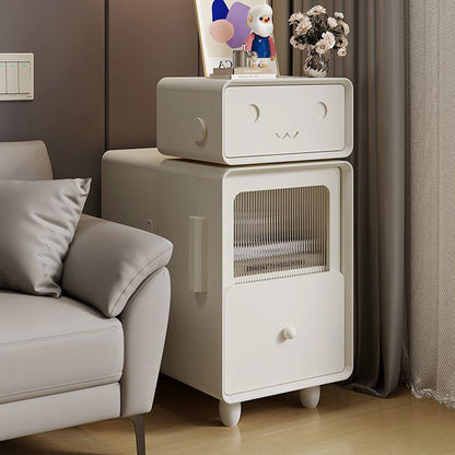 Contemporary Creative Solid Wood & Metal Oval Robot Side Table With 2 Drawers For Living Room & Bedroom