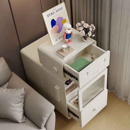 Contemporary Creative Solid Wood & Metal Oval Robot Side Table With 2 Drawers For Living Room & Bedroom