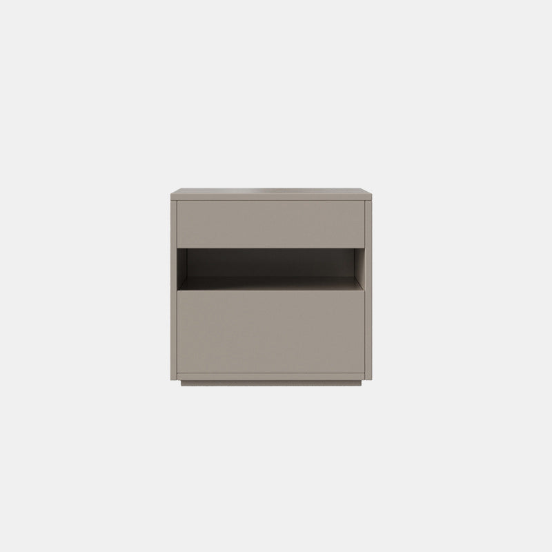 Modern Minimalist Solid Wood Square Nightstand With 2 Drawers For Bedroom