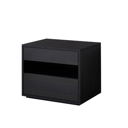 Contemporary Scandinavian Solid Wood Rectangular Nightstand 2-Drawer For Bedroom