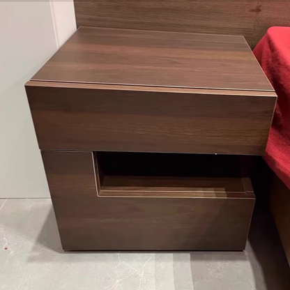 Contemporary Creative Solid Wood Geometric Nightstand With 2 Drawers For Bedroom