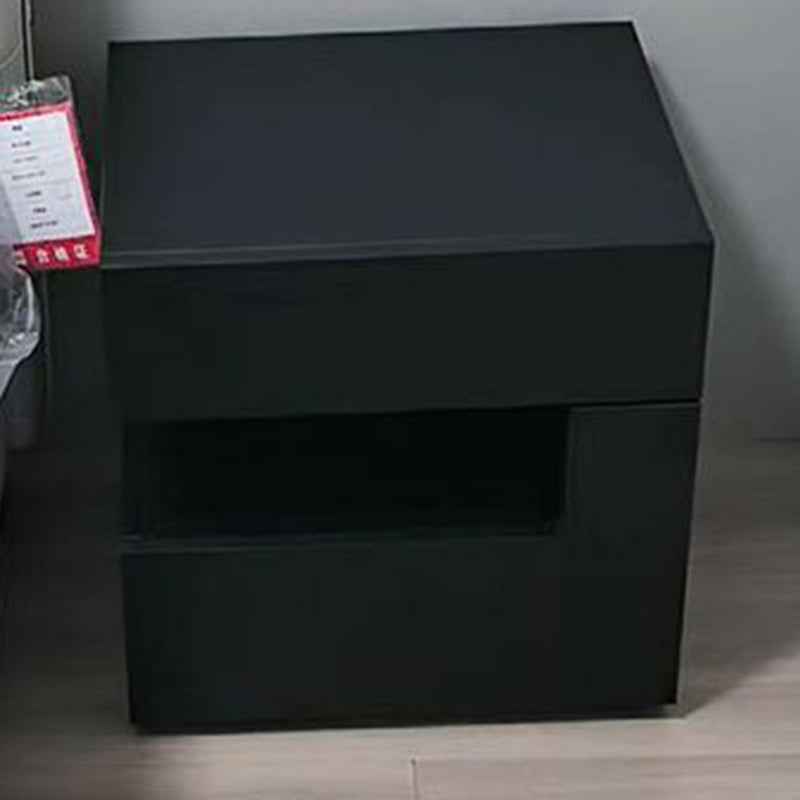 Contemporary Creative Solid Wood Geometric Nightstand With 2 Drawers For Bedroom
