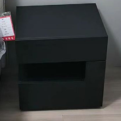 Contemporary Creative Solid Wood Geometric Nightstand With 2 Drawers For Bedroom