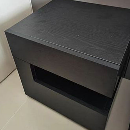 Contemporary Creative Solid Wood Geometric Nightstand With 2 Drawers For Bedroom