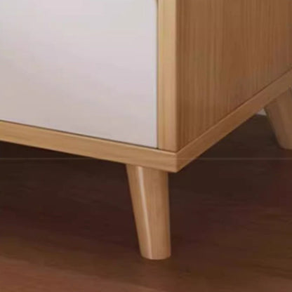 Modern Minimalist Solid Wood Rectangular Cylinder Nightstand 2-Drawer For Bedroom
