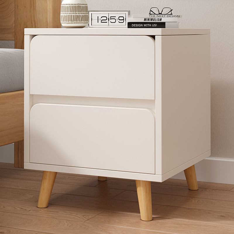 Modern Minimalist Solid Wood Rectangular Cylinder Nightstand 2-Drawer For Bedroom