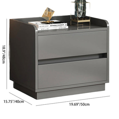 Modern Minimalist Medium-Density Fiberboard Cylindrical Rounded Rectangular Nightstand 2-Drawer For Bedroom