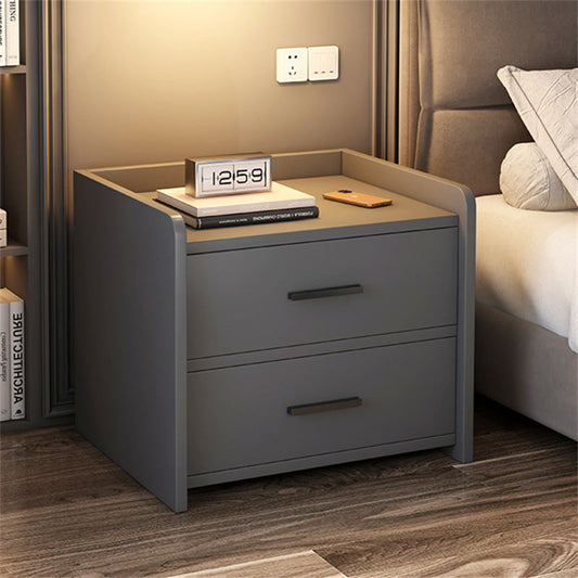 Modern Minimalist Medium-Density Fiberboard Cylindrical Rounded Rectangular Nightstand 2-Drawer For Bedroom