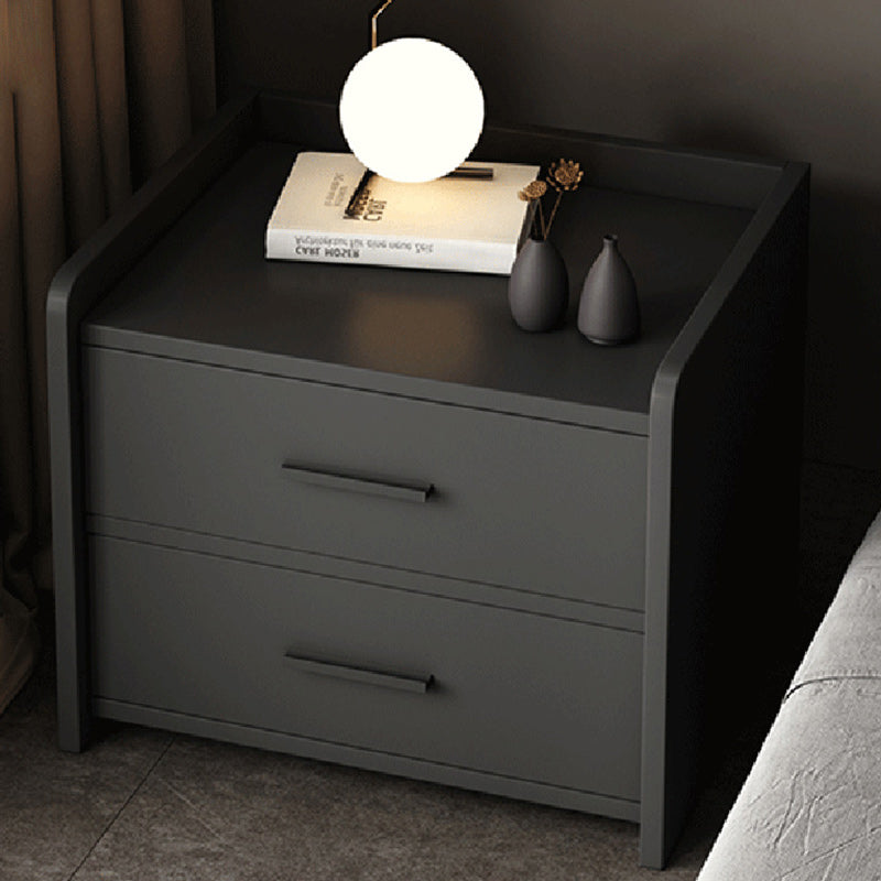 Modern Minimalist Medium-Density Fiberboard Cylindrical Rounded Rectangular Nightstand 2-Drawer For Bedroom
