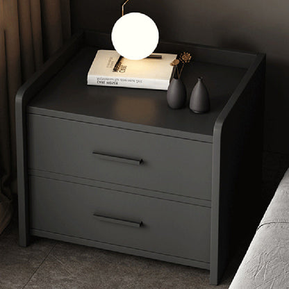 Modern Minimalist Medium-Density Fiberboard Cylindrical Rounded Rectangular Nightstand 2-Drawer For Bedroom