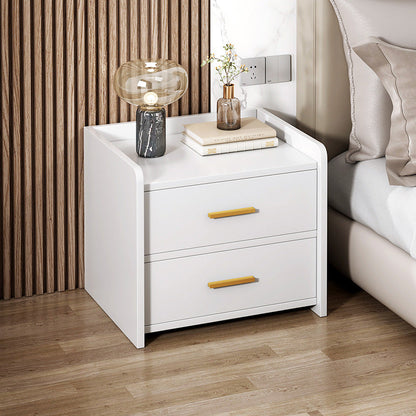 Modern Minimalist Medium-Density Fiberboard Cylindrical Rounded Rectangular Nightstand 2-Drawer For Bedroom